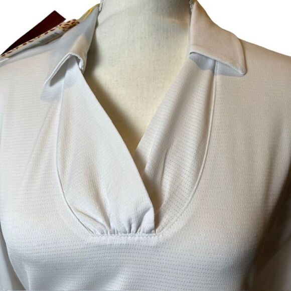 NWT Sport Haley Women's 3/4 Sleeve White Collared Athletic Blouse Small - Picture 2 of 10